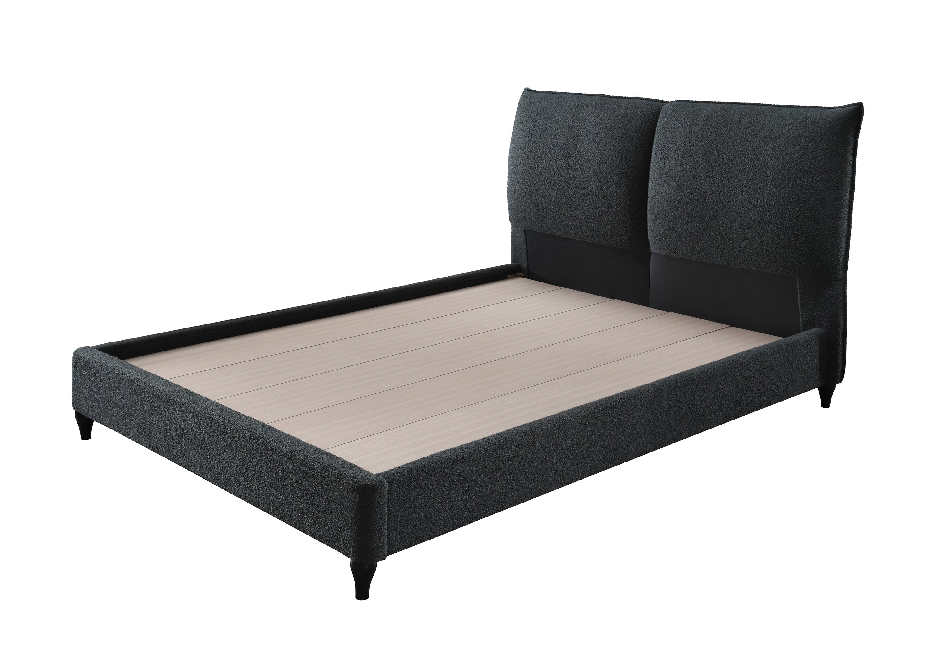 Jenn Charcoal Boucle Queen Upholstered Platform Bed - MyWaynesHome #