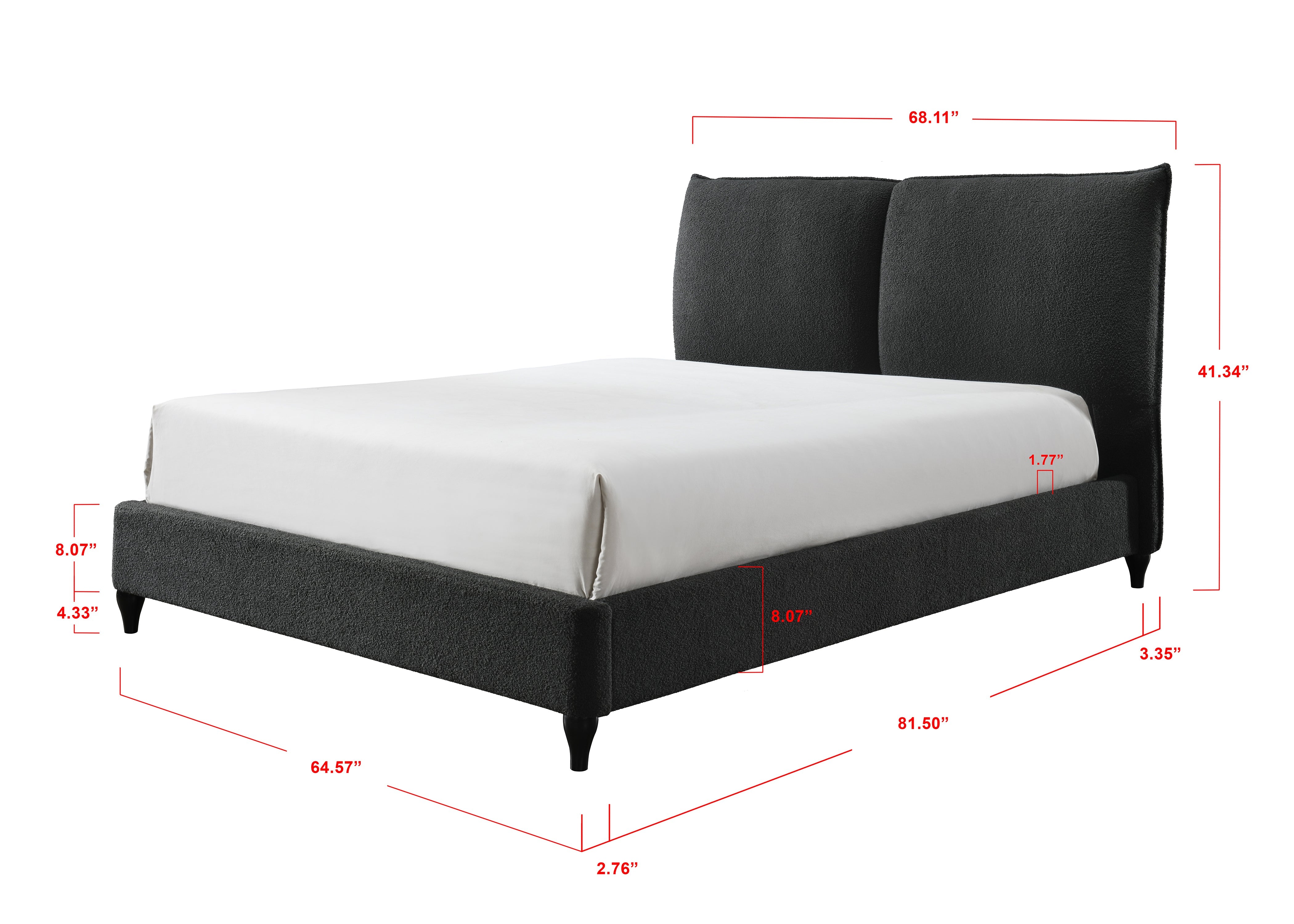 Jenn Charcoal Boucle Queen Upholstered Platform Bed - MyWaynesHome #