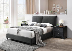 Jenn Charcoal Boucle Queen Upholstered Platform Bed - MyWaynesHome #