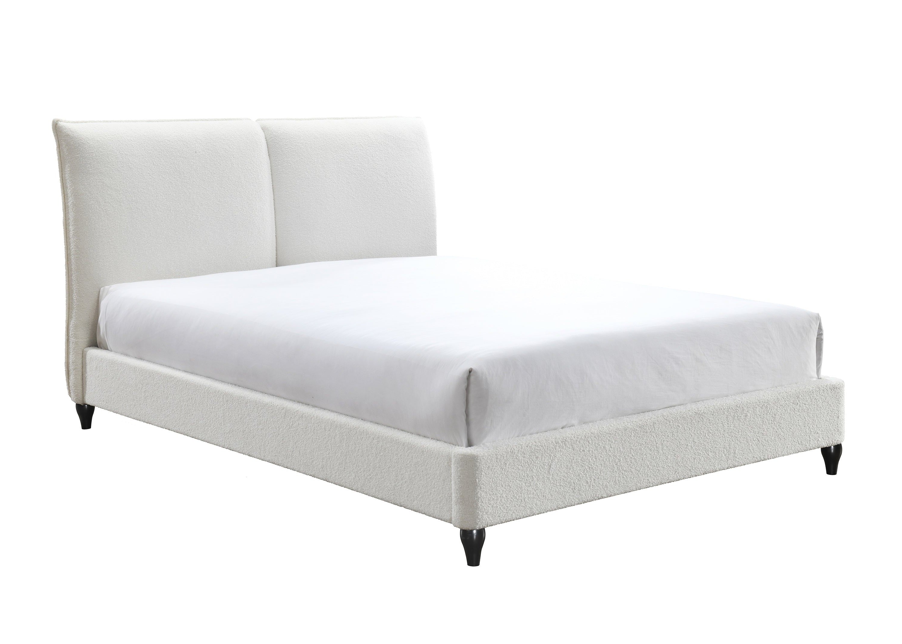 Jenn White Boucle Queen Upholstered Platform Bed - MyWaynesHome #