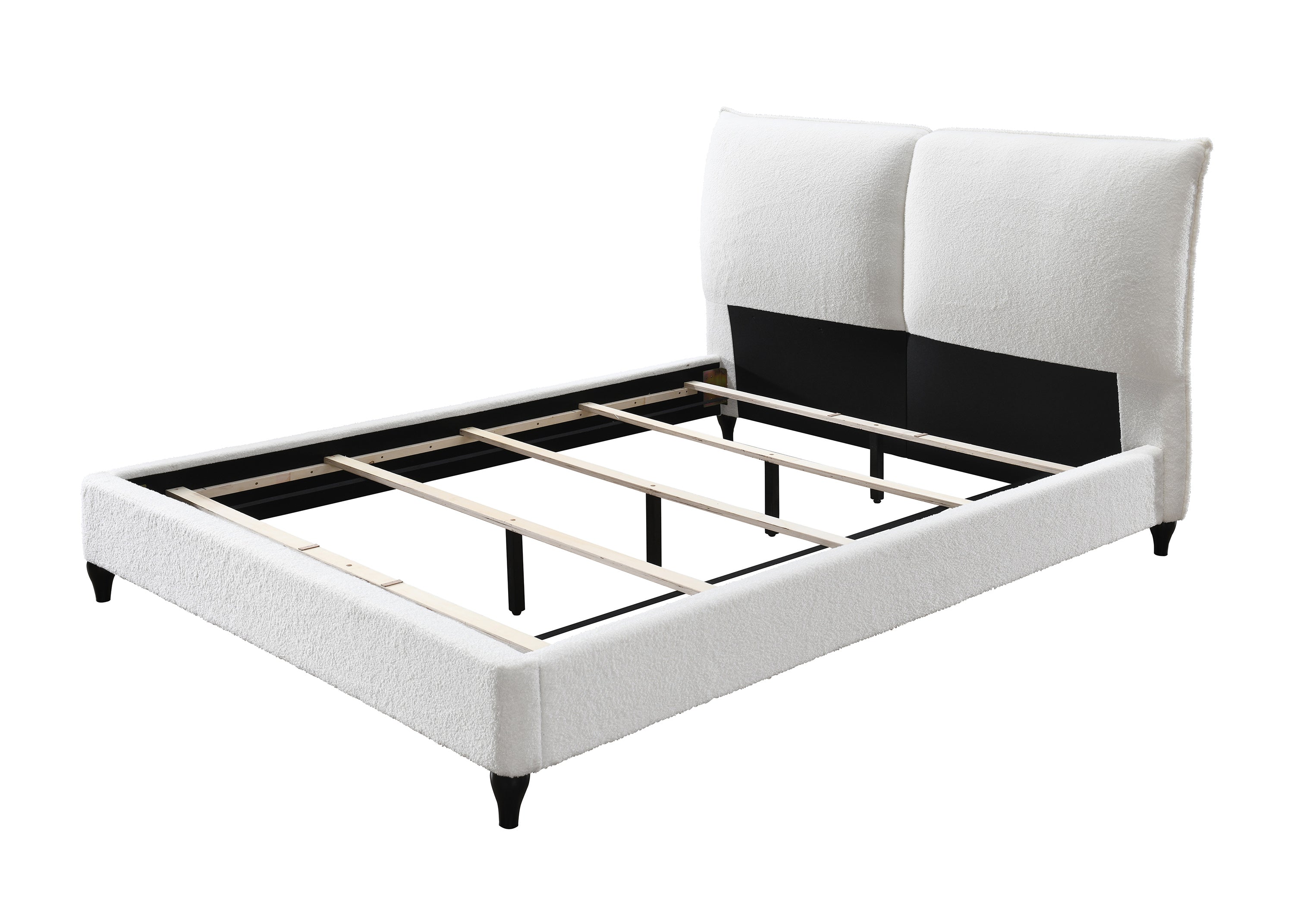 Jenn White Boucle Queen Upholstered Platform Bed - MyWaynesHome #
