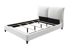 Jenn White Boucle Queen Upholstered Platform Bed - MyWaynesHome #