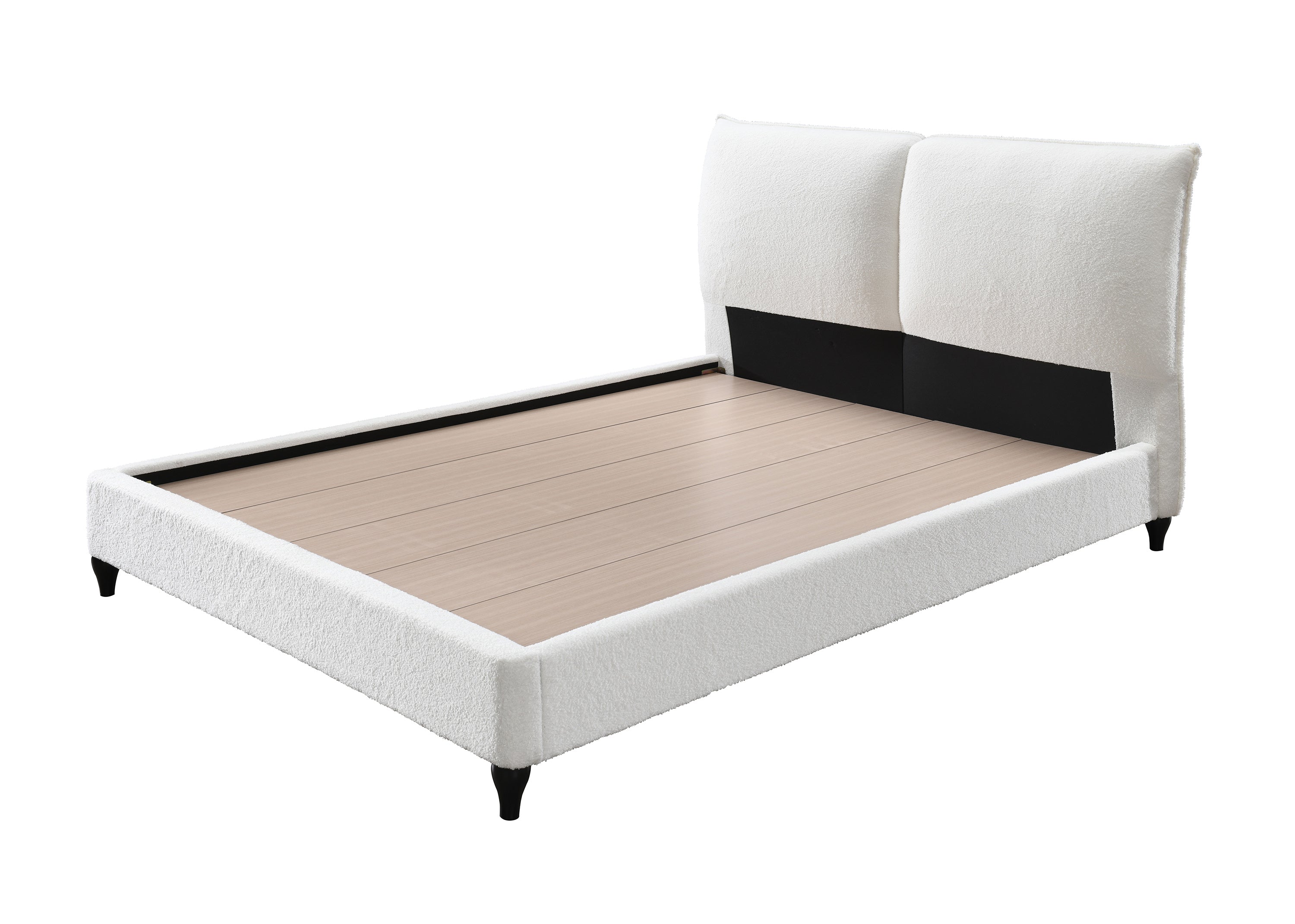 Jenn White Boucle Queen Upholstered Platform Bed - MyWaynesHome #