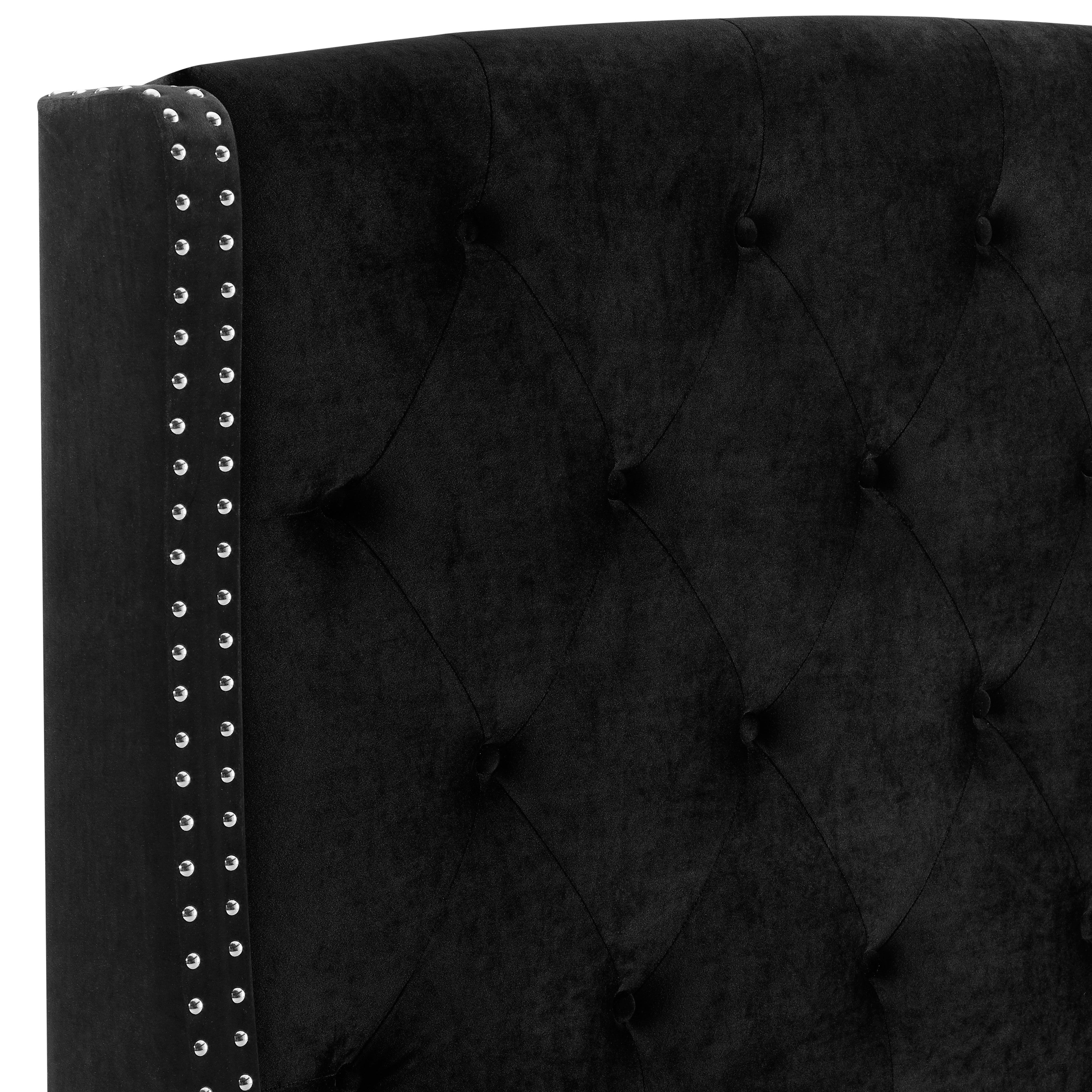 Eva Black Velvet Queen Upholstered Bed - MyWaynesHome #