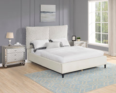 Violet Whote Dove Queen Upholstered Bed - MyWaynesHome #