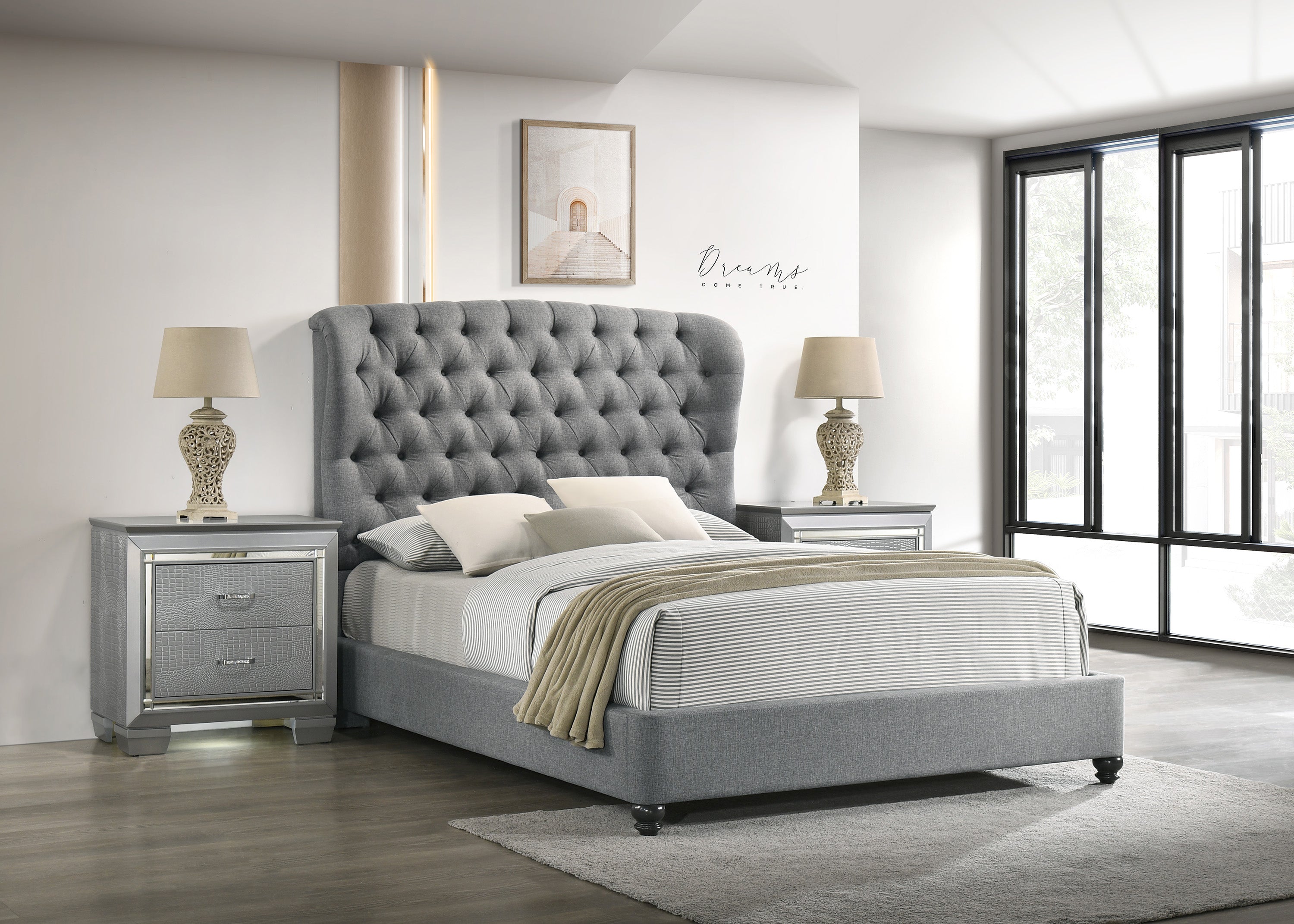 Linda Gray King Upholstered Panel Bed - MyWaynesHome #
