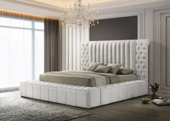 Danbury White Boucle King Upholstered Storage Panel Bed - MyWaynesHome #