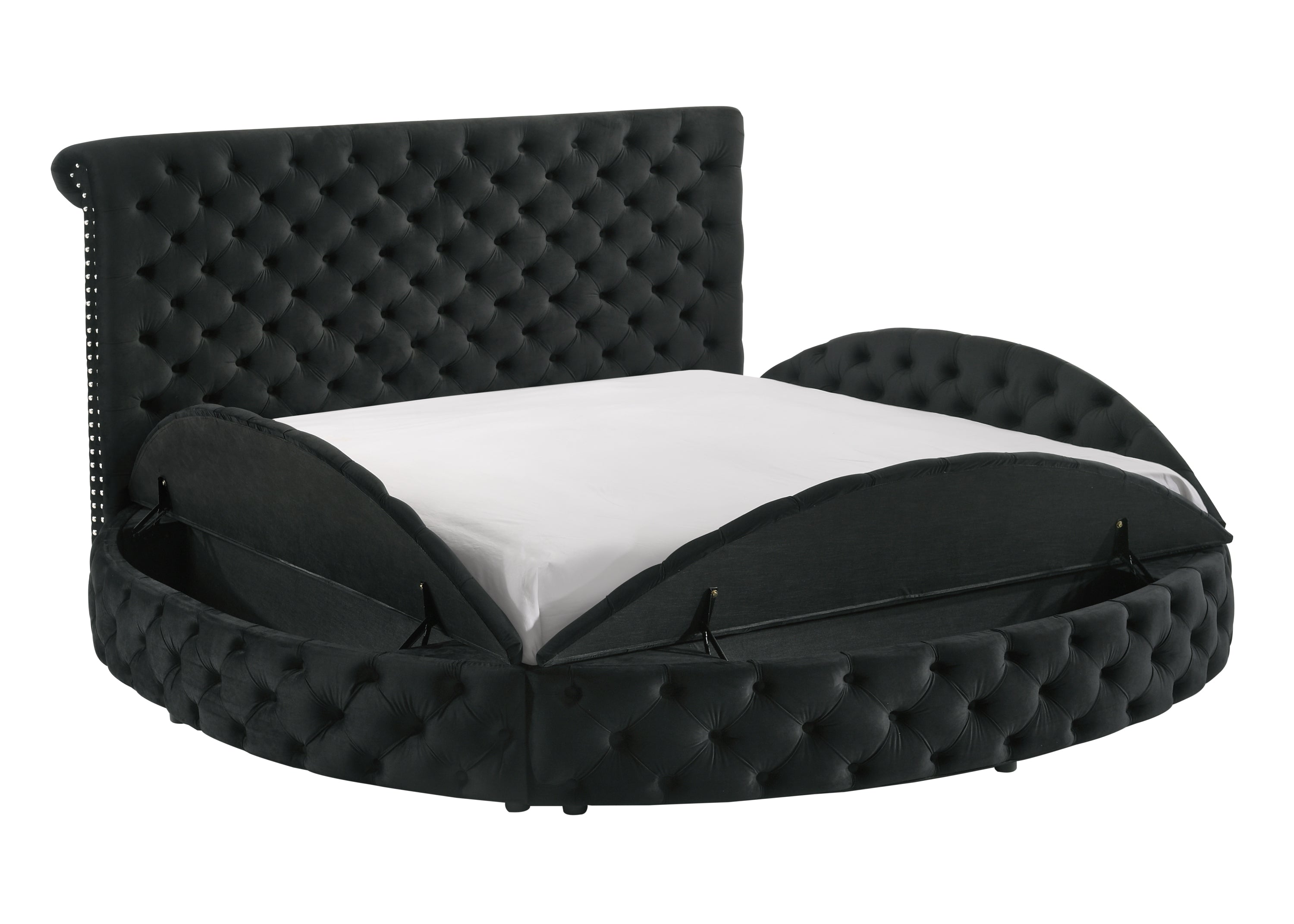Brigitte Black King Upholstered Storage Panel Bed - MyWaynesHome #