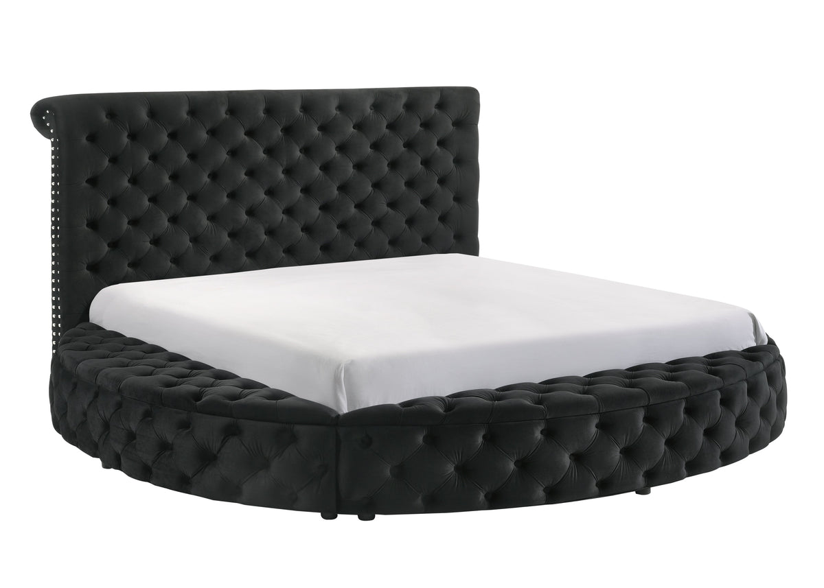 Brigitte Black King Upholstered Storage Panel Bed - MyWaynesHome #