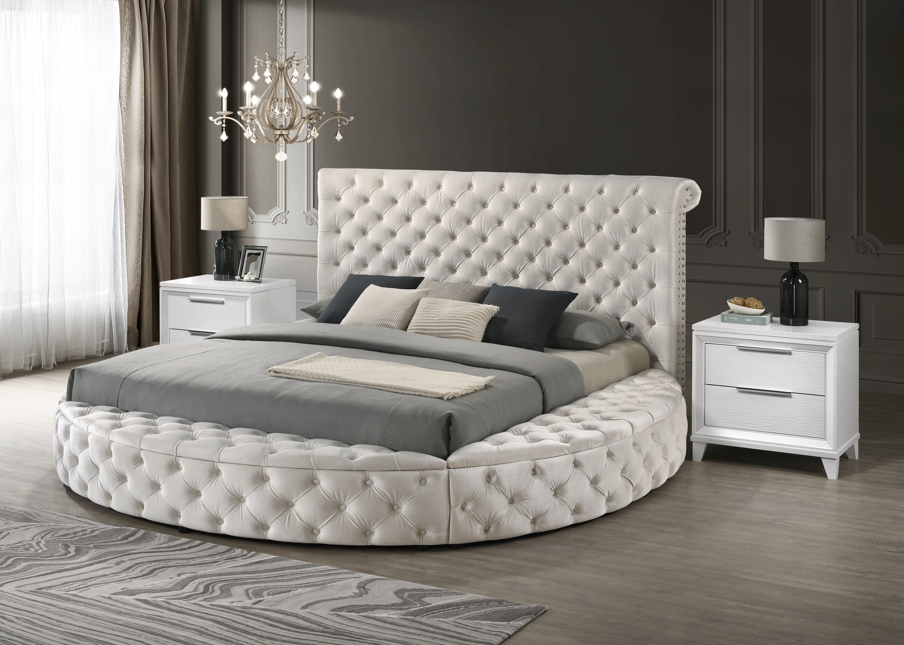 Brigitte Ivory Queen Upholstered Storage Panel Bed - MyWaynesHome #