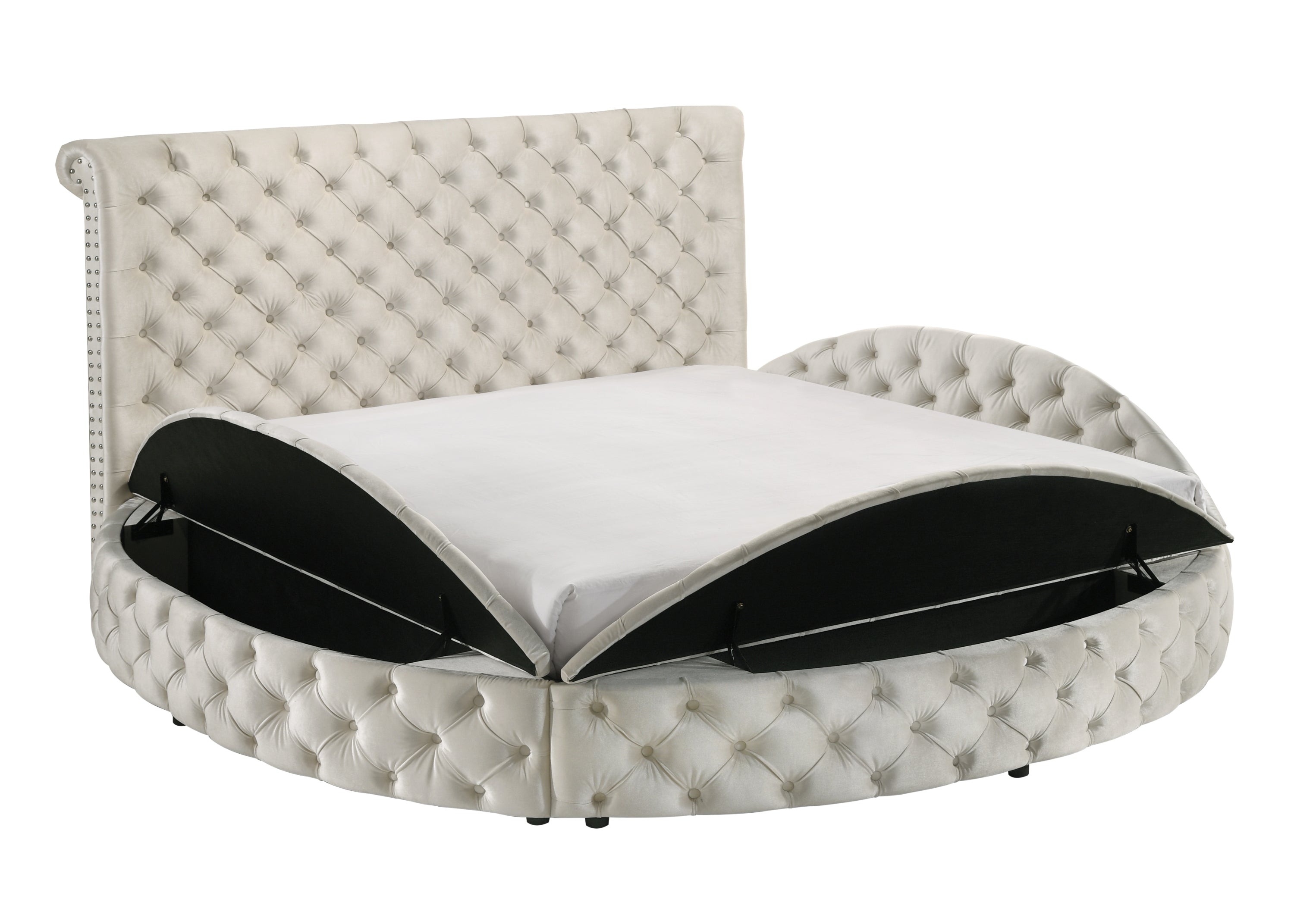 Brigitte Ivory Queen Upholstered Storage Panel Bed - MyWaynesHome #