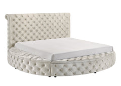 Brigitte Ivory Queen Upholstered Storage Panel Bed - MyWaynesHome #
