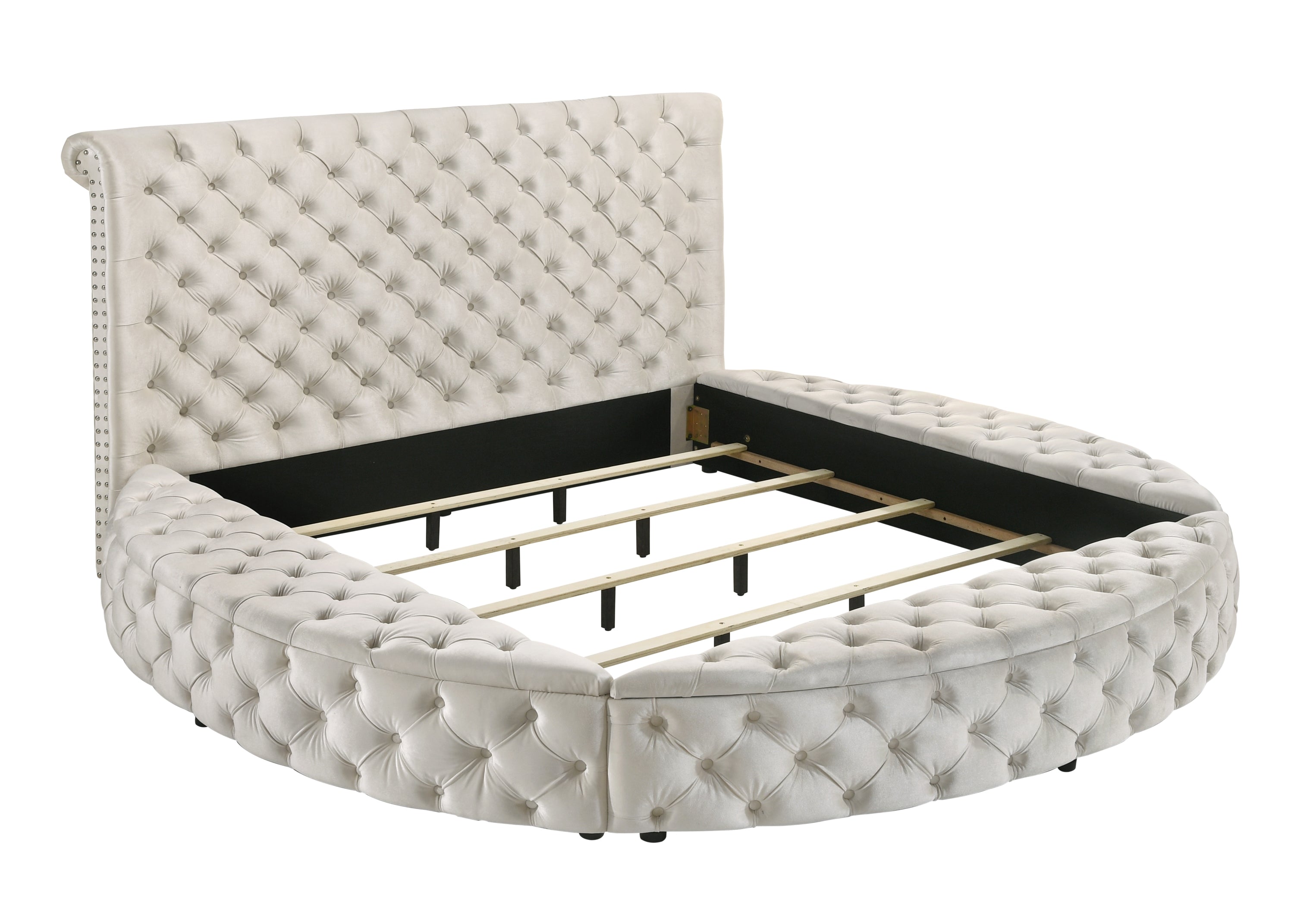 Brigitte Ivory Queen Upholstered Storage Panel Bed - MyWaynesHome #