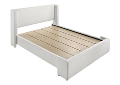 Portia White Boucle Queen Upholstered Platform Bed - MyWaynesHome #