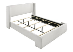 Portia White Boucle Queen Upholstered Platform Bed - MyWaynesHome #