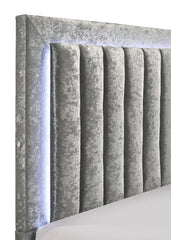 Glisten Silver King LED Upholstered Panel Bed - MyWaynesHome #