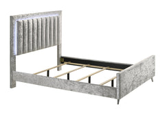 Glisten Silver King LED Upholstered Panel Bed - MyWaynesHome #