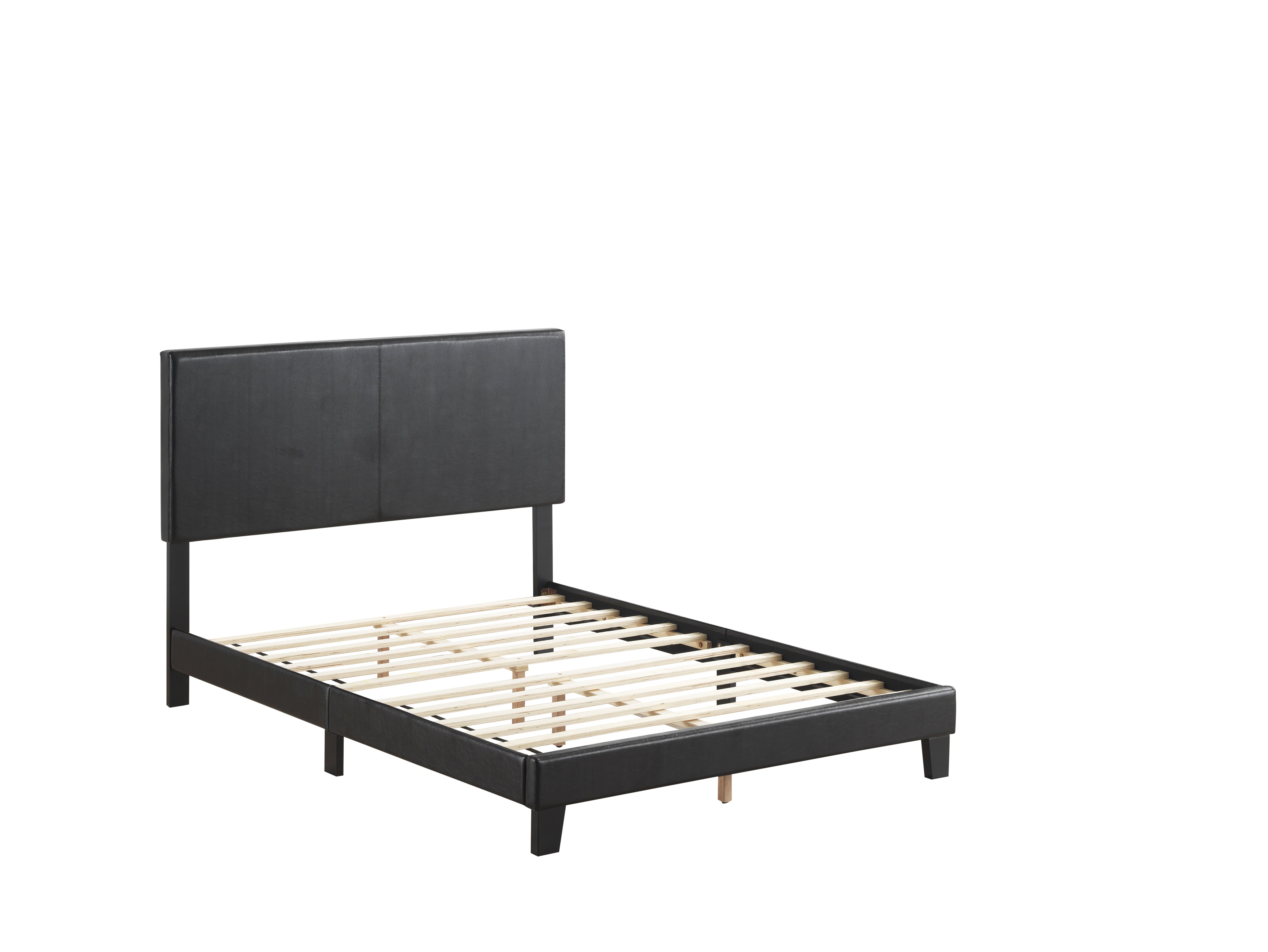 Yates Black PU Leather Full Upholstered Platform Bed - MyWaynesHome #