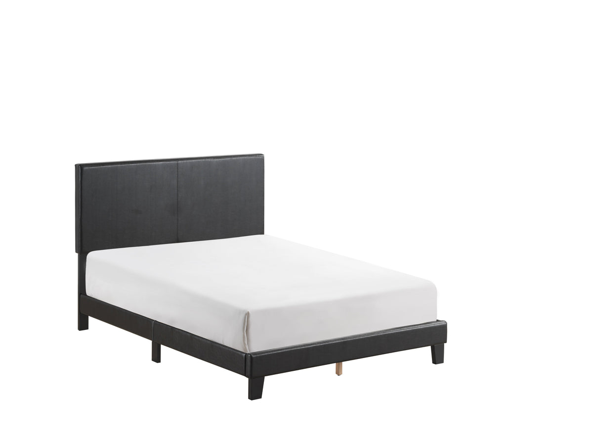 Yates Black PU Leather Full Upholstered Platform Bed - MyWaynesHome #