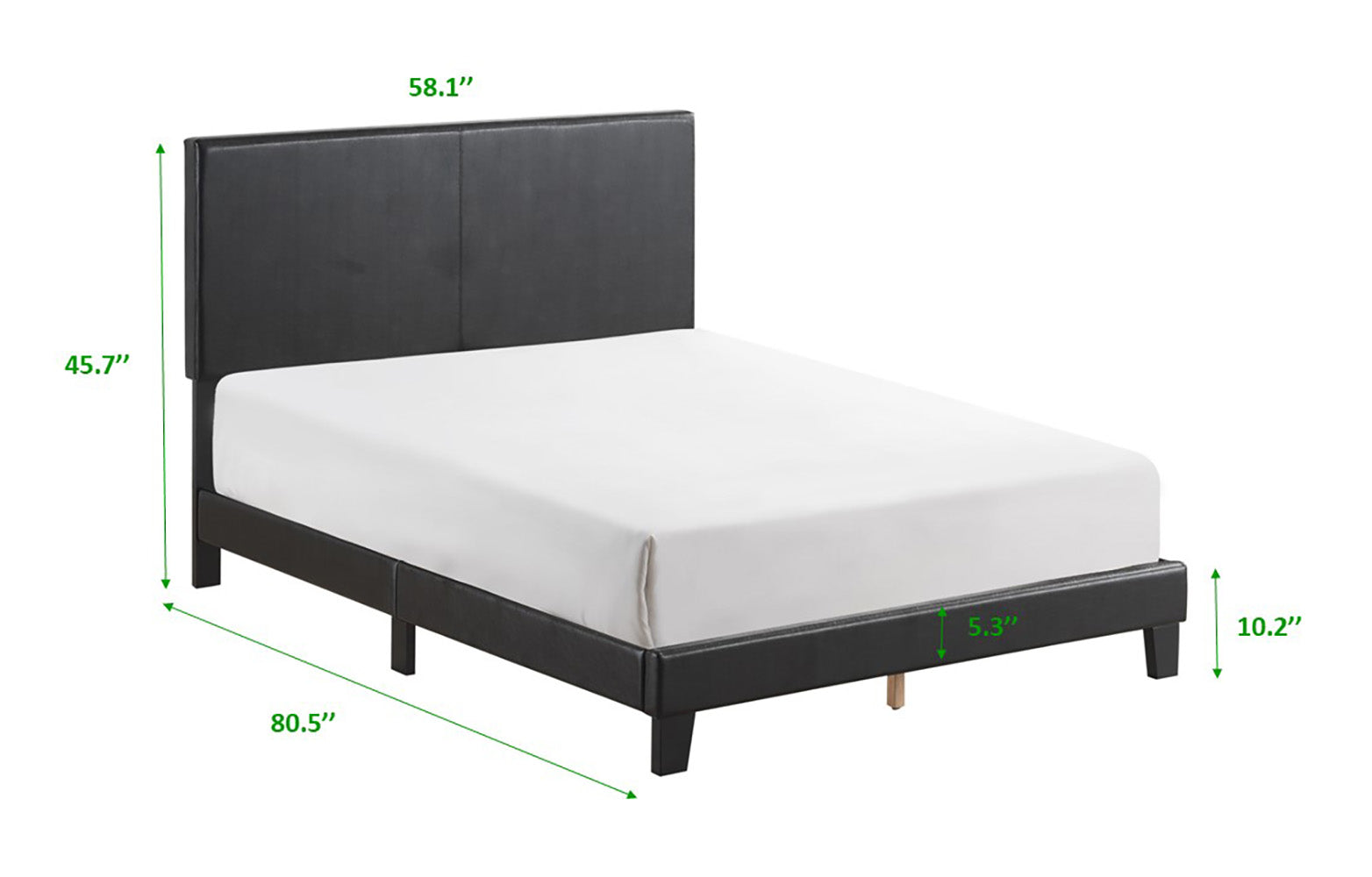 Yates Black PU Leather Full Upholstered Platform Bed - MyWaynesHome #