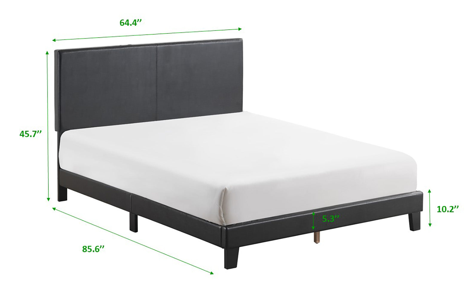 Yates Black PU Leather King Upholstered Platform Bed - MyWaynesHome #