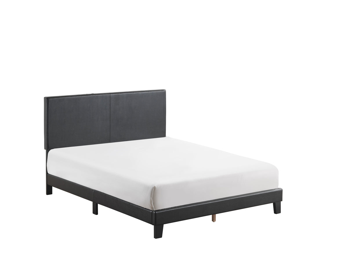 Yates Black PU Leather King Upholstered Platform Bed - MyWaynesHome #