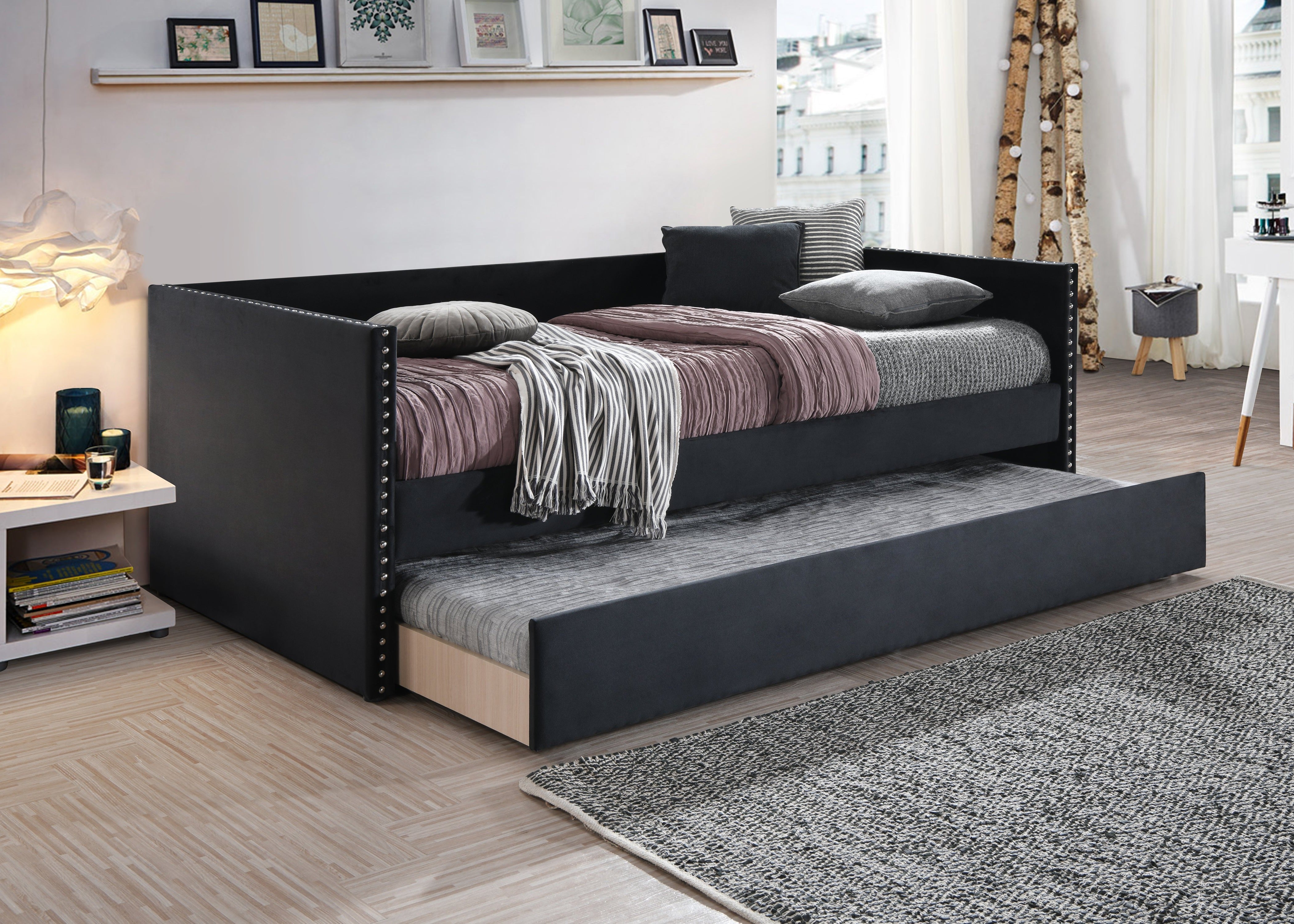 Sadie Black Velvet Twin Daybed - MyWaynesHome #