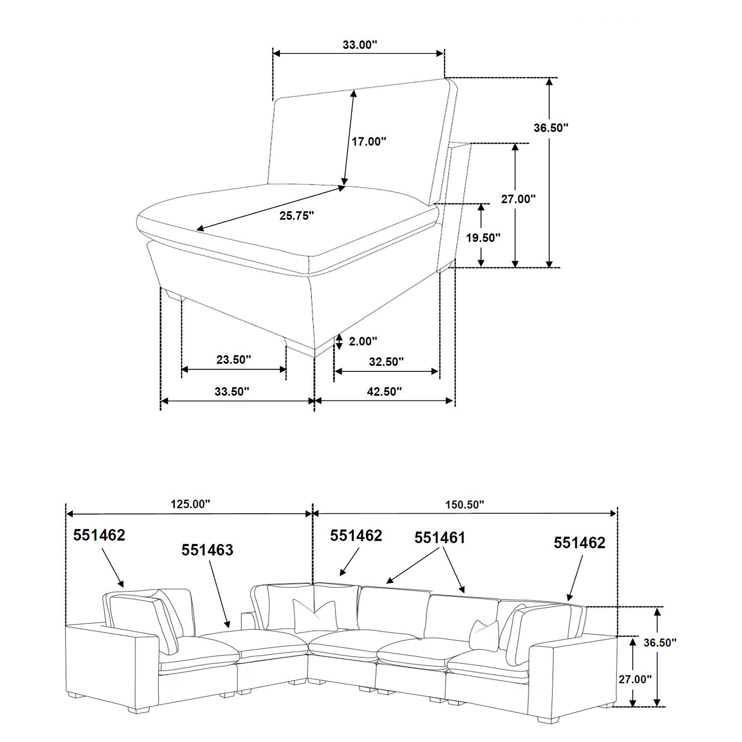 Lakeview 5-piece Upholstered Modular Sectional Sofa Ivory - MyWaynesHome #
