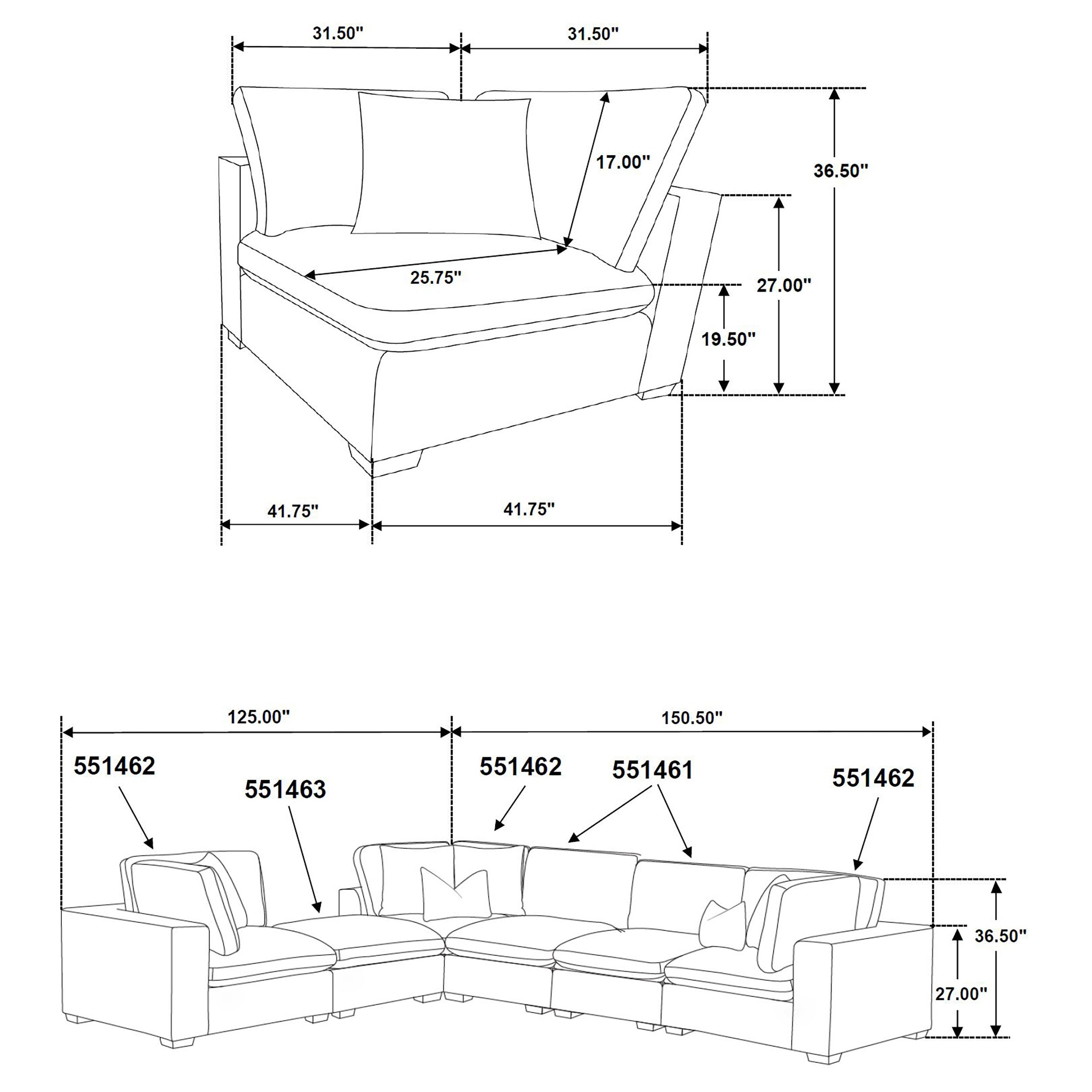 Lakeview 5-piece Upholstered Modular Sectional Sofa Ivory - MyWaynesHome #