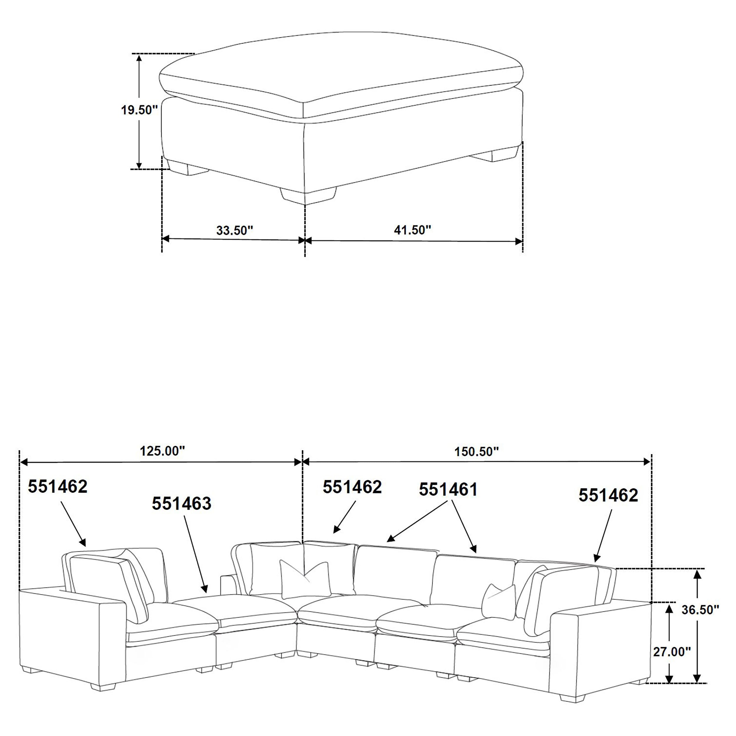 Lakeview 5-piece Upholstered Modular Sectional Sofa Ivory - MyWaynesHome #