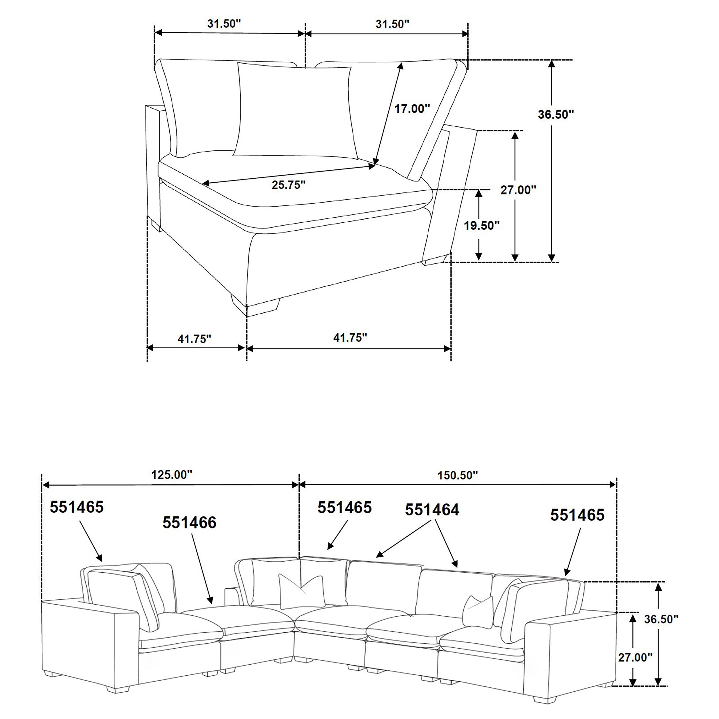 Lakeview 6-piece Upholstered Modular Sectional Chocolate - MyWaynesHome #