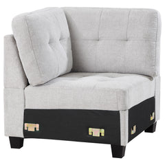 Georgina Upholstered Corner Chair Steel Beige - MyWaynesHome #
