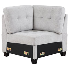Georgina Upholstered Corner Chair Steel Beige - MyWaynesHome #