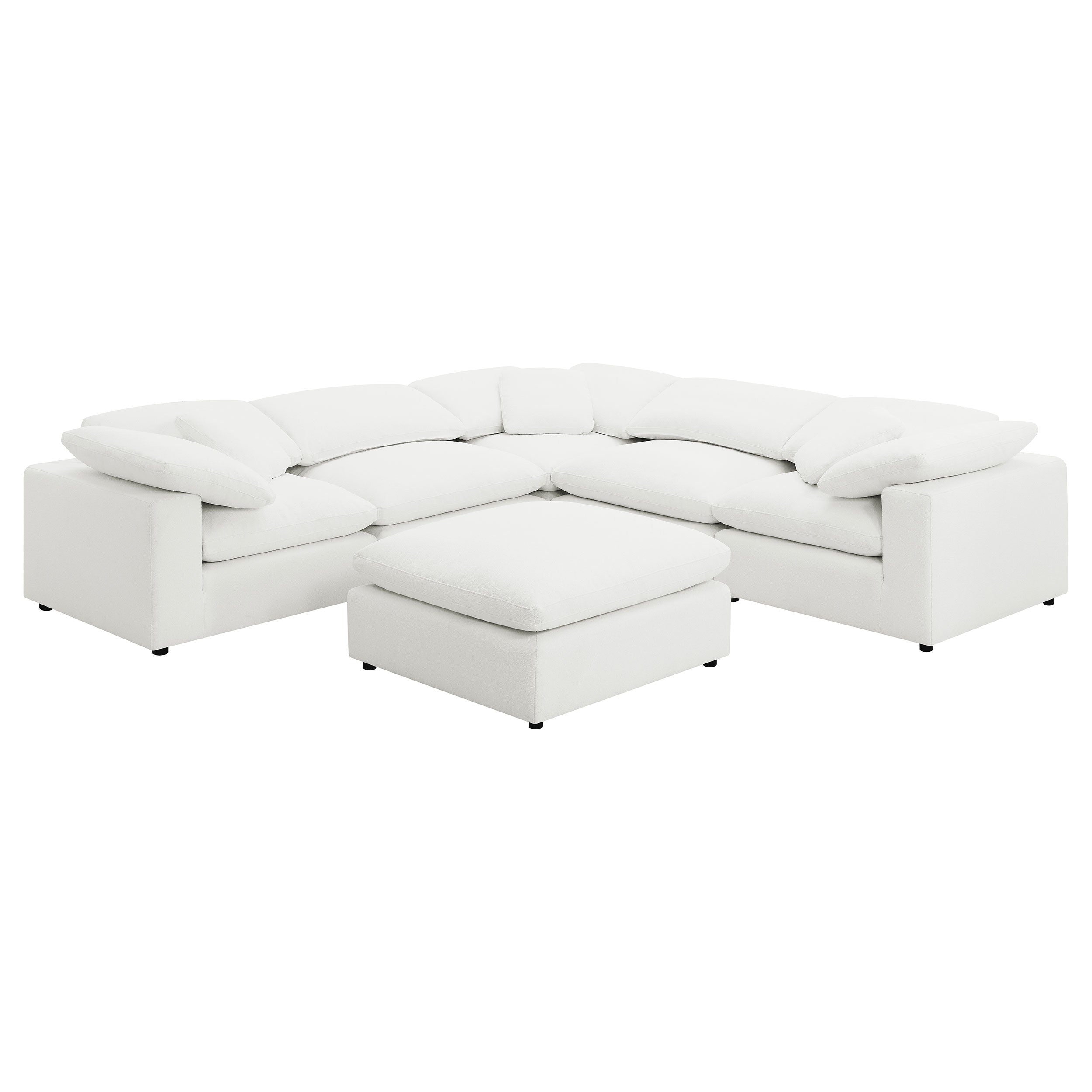 Raleigh 6-piece Boucle Upholstered Modular Sectional Ivory - MyWaynesHome #