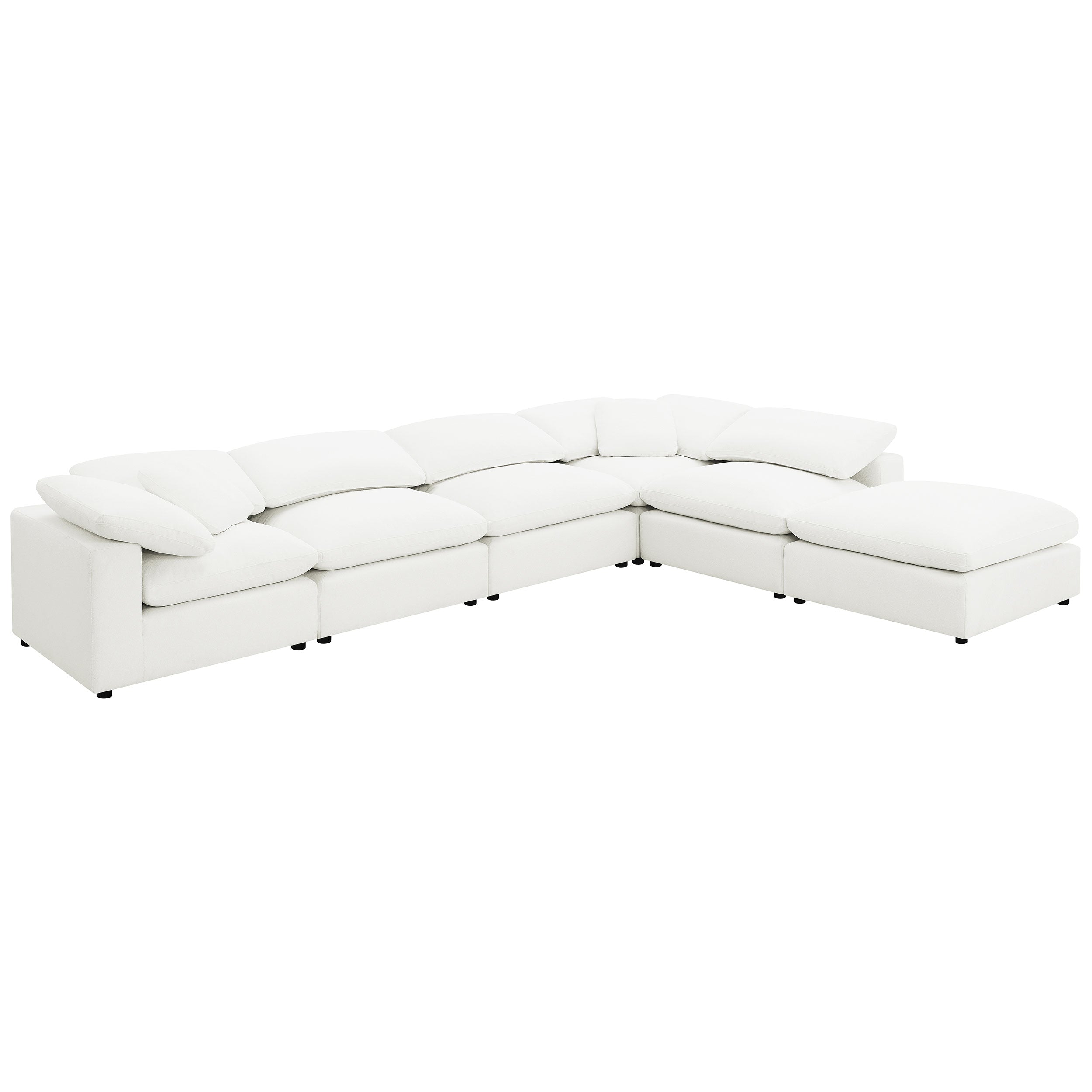 Raleigh 6-piece Boucle Upholstered Modular Sectional Ivory - MyWaynesHome #