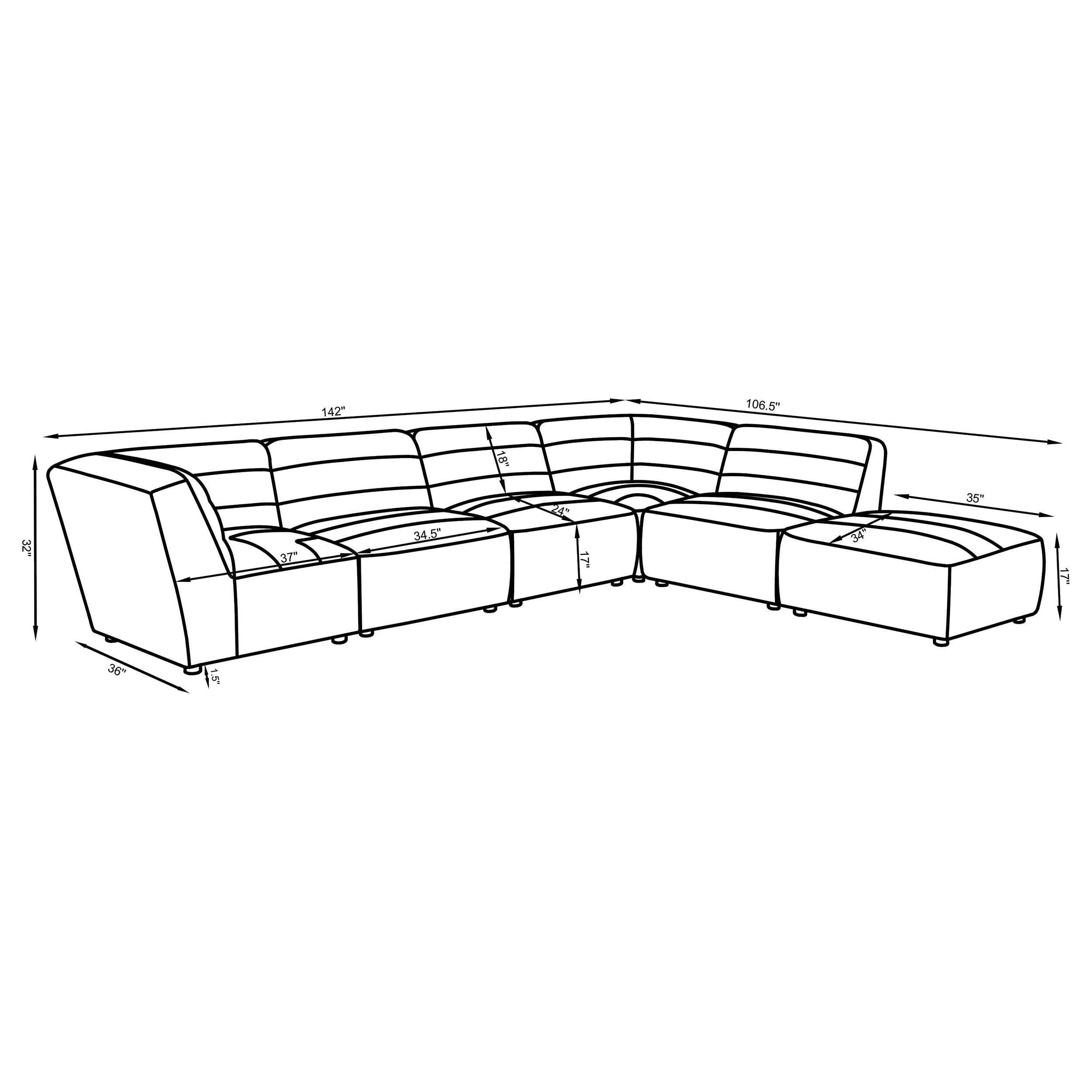 Sunny 6-piece Upholstered Modular Sectional Sofa Charcoal - MyWaynesHome #