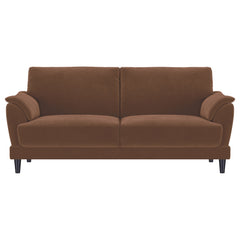 Selma Velvet Upholstered Crescent Arm Sofa Rust
