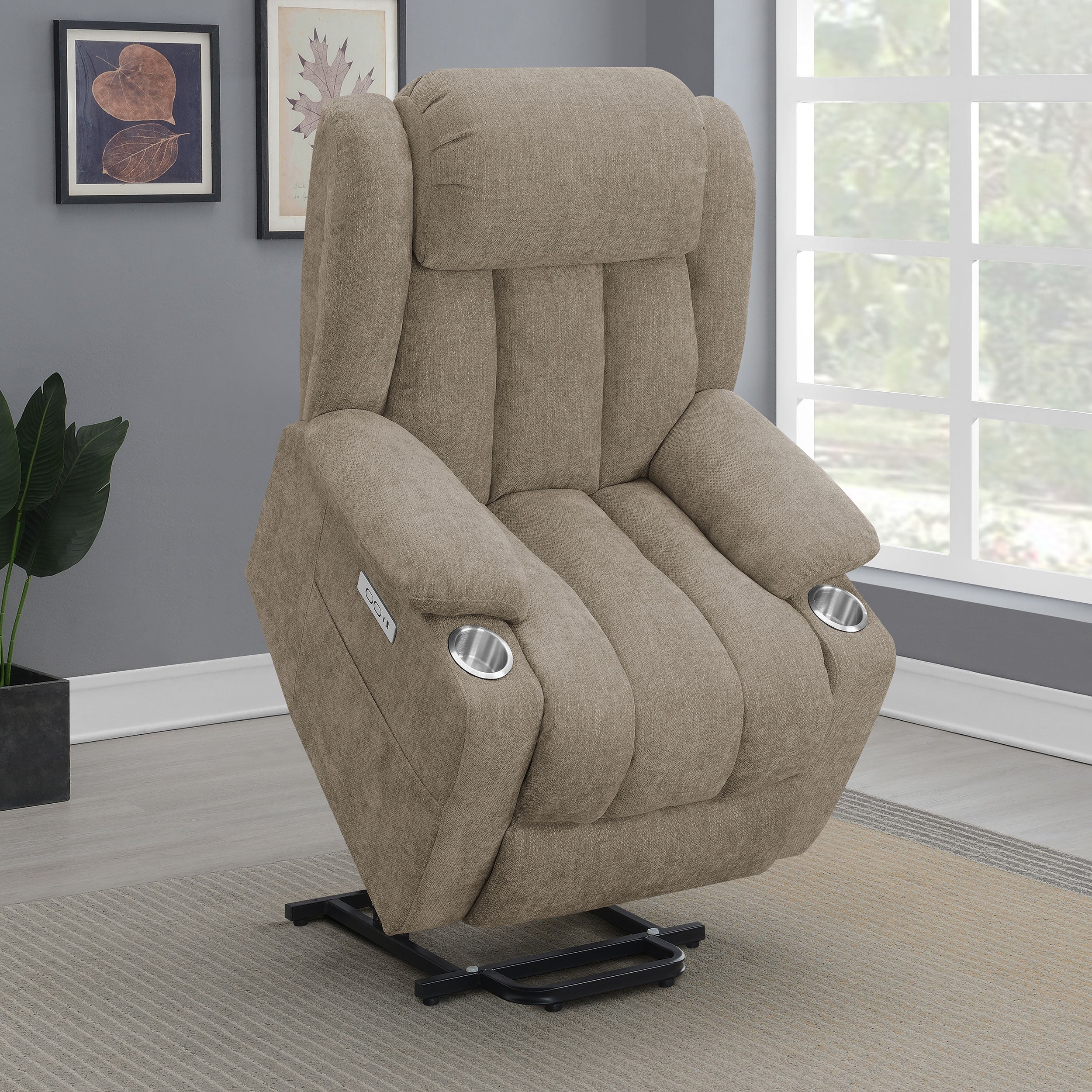 Houston Upholstered Power Lift Recliner Chair Camel - MyWaynesHome #