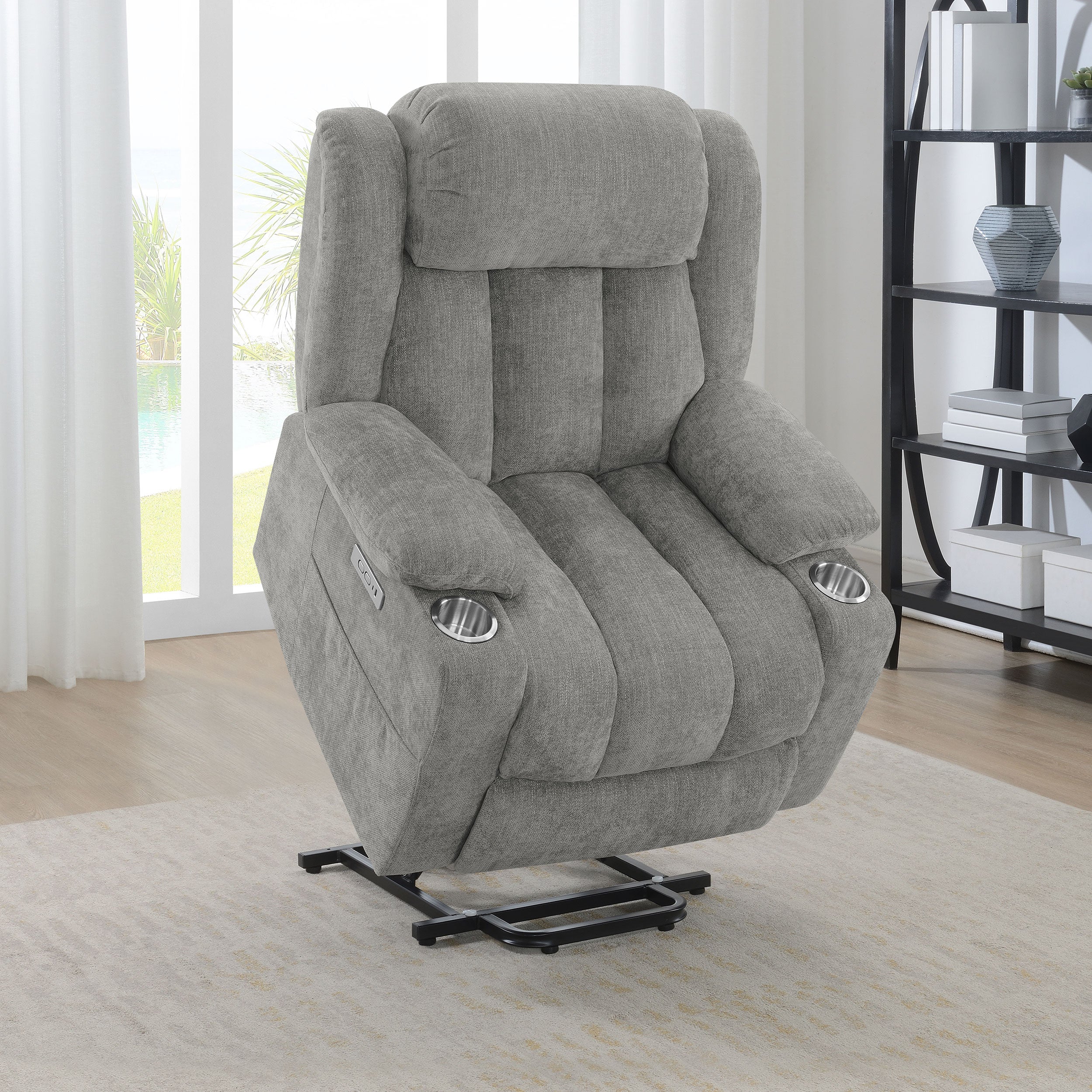 Houston Upholstered Power Lift Recliner Grey - MyWaynesHome #