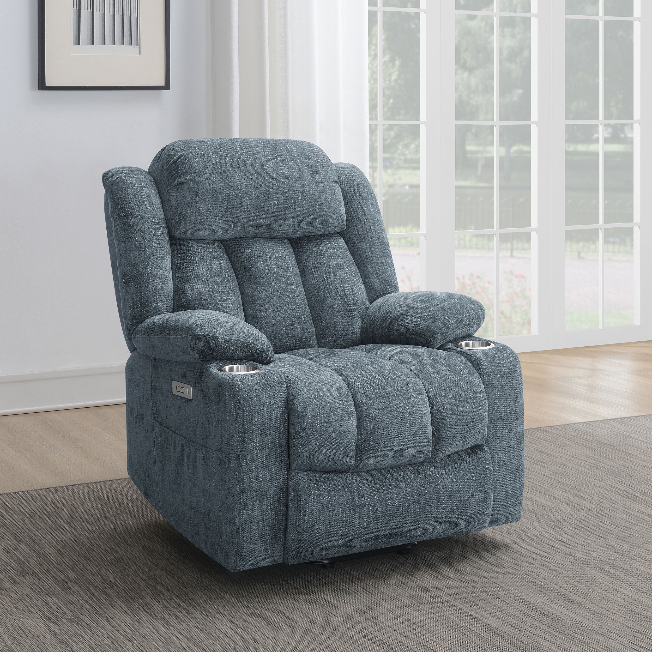 Houston Upholstered Power Lift Recliner Slate Blue - MyWaynesHome #