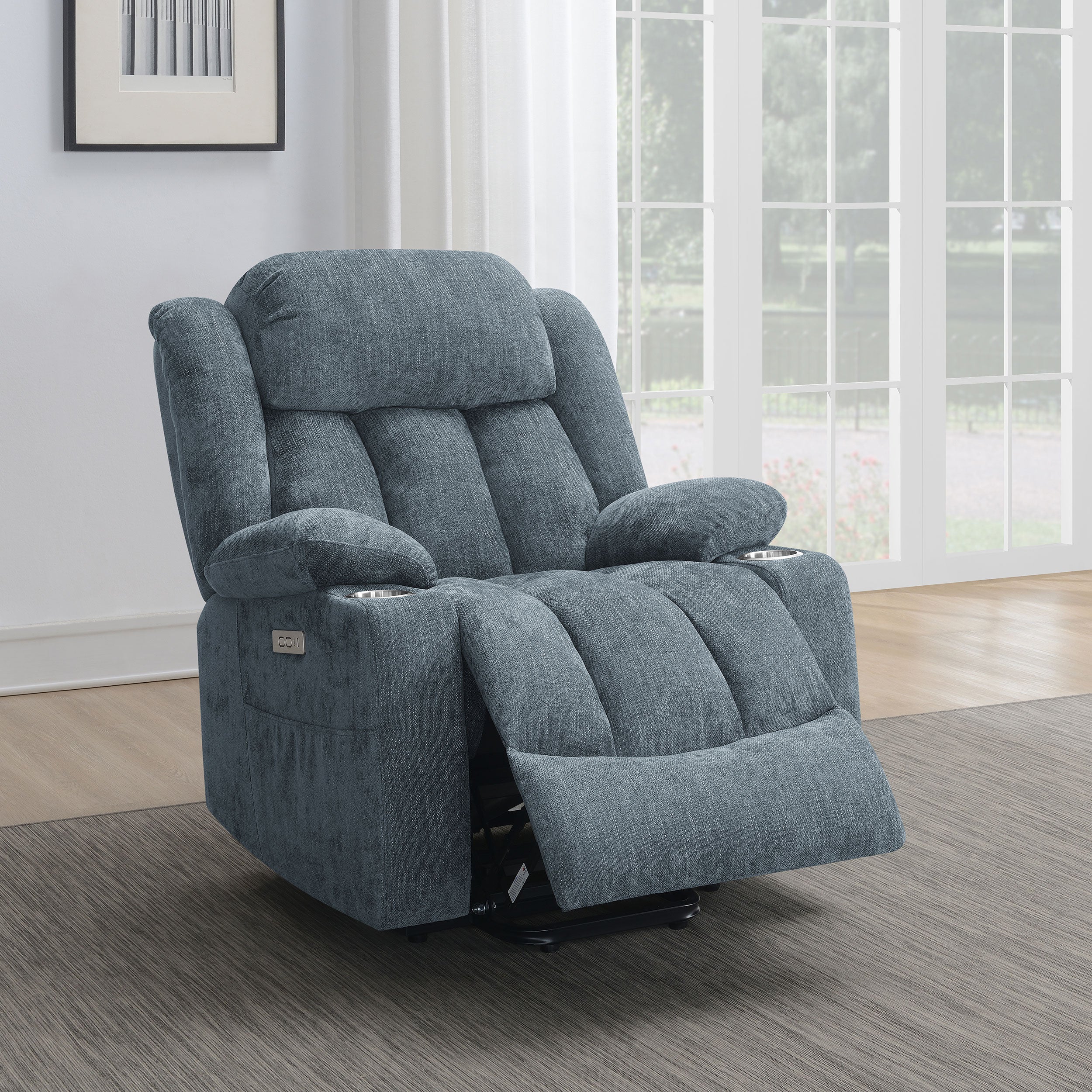 Houston Upholstered Power Lift Recliner Slate Blue - MyWaynesHome #