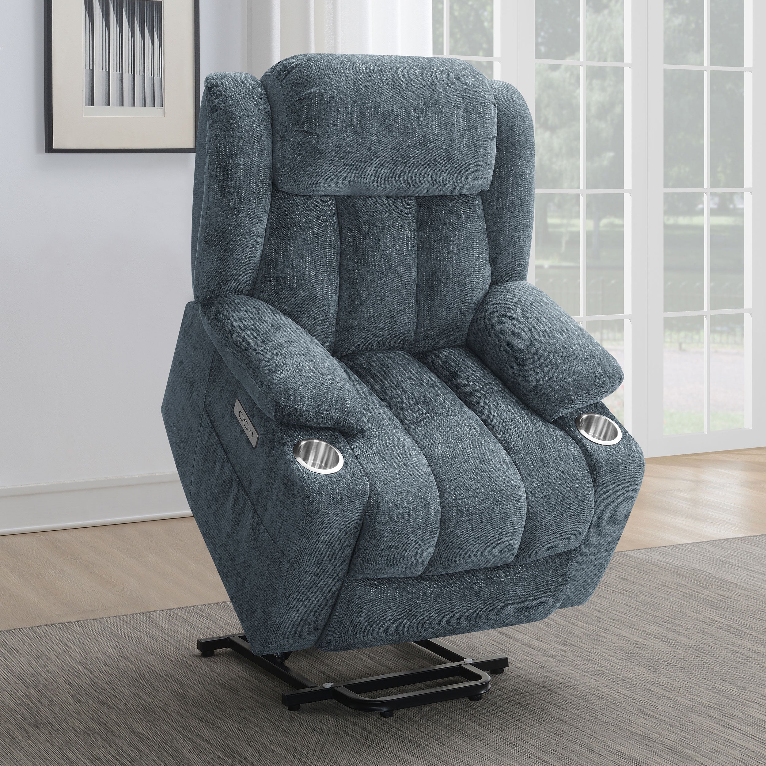 Houston Upholstered Power Lift Recliner Slate Blue - MyWaynesHome #