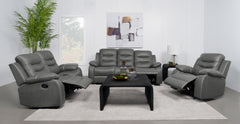 Nova 3-piece Upholstered Padded Arm Sofa Set Dark Grey - MyWaynesHome #