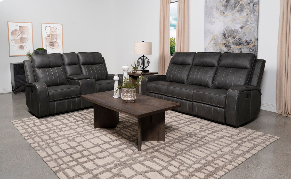Raelynn 2-piece Upholstered Reclining Sofa Set Grey - MyWaynesHome #