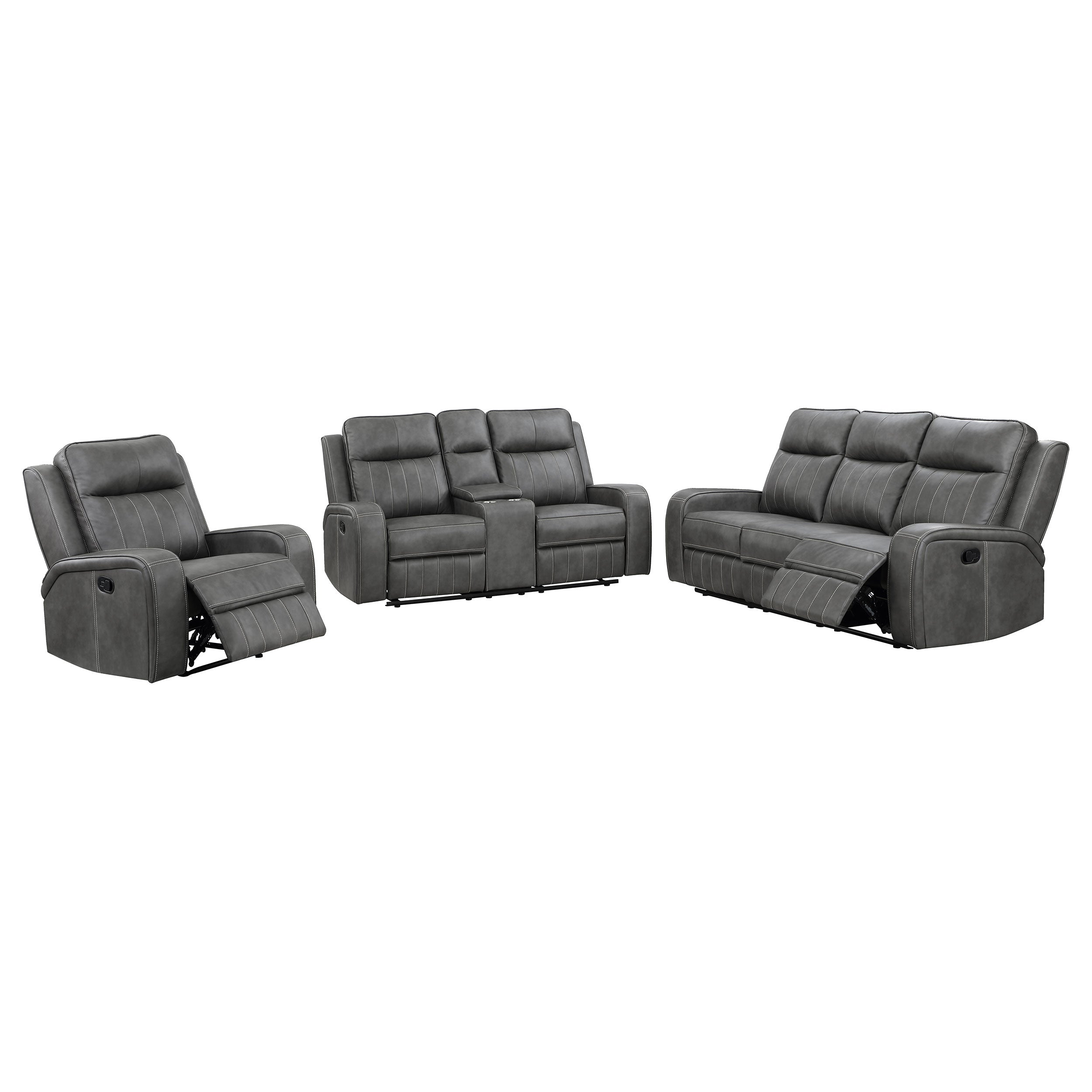 Raelynn 3-piece Upholstered Reclining Sofa Set Grey - MyWaynesHome #