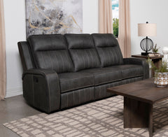 Raelynn Upholstered Track Arm Motion Sofa Grey - MyWaynesHome #