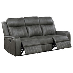 Raelynn Upholstered Track Arm Motion Sofa Grey - MyWaynesHome #