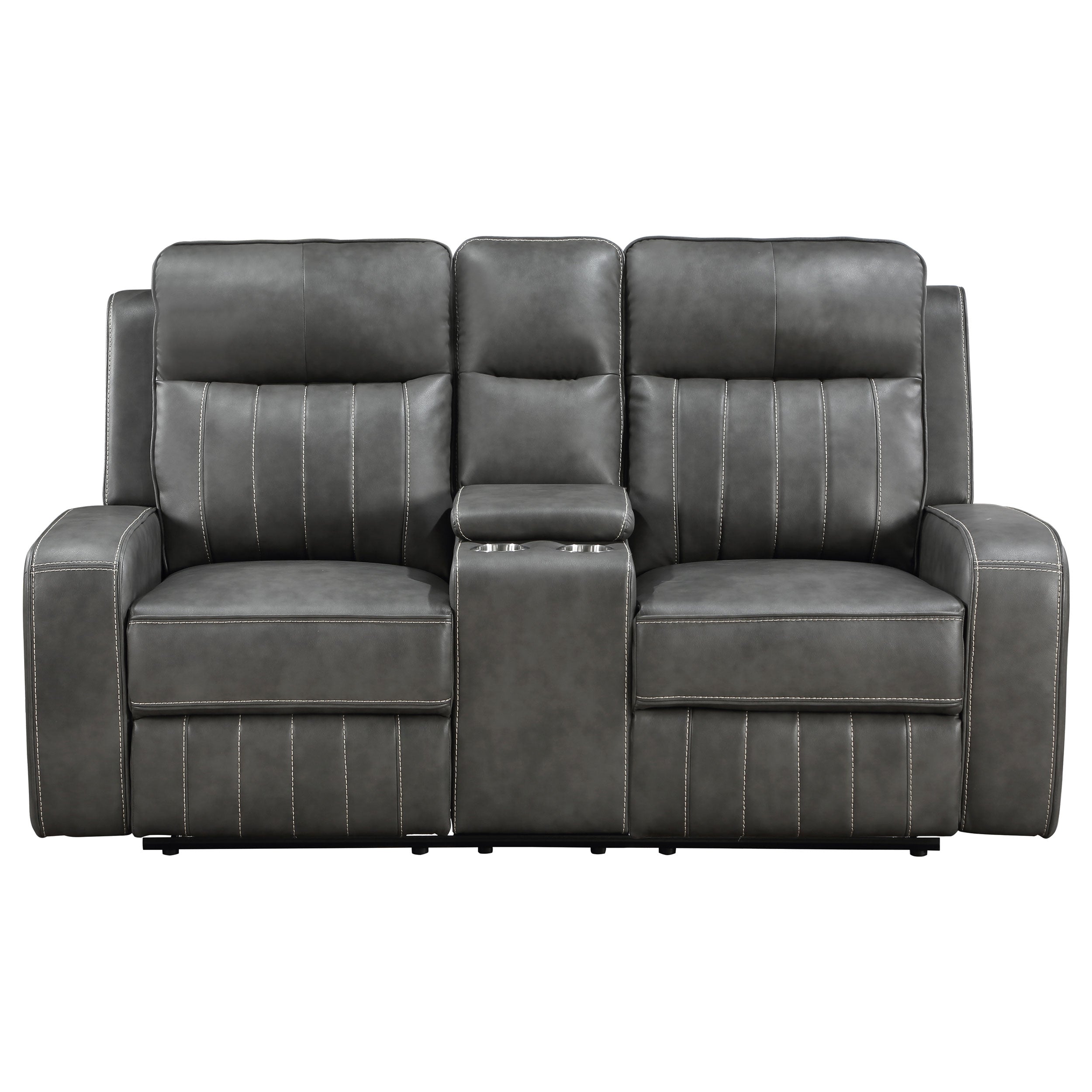 Raelynn Upholstered Track Arm Motion Loveseat Grey - MyWaynesHome #