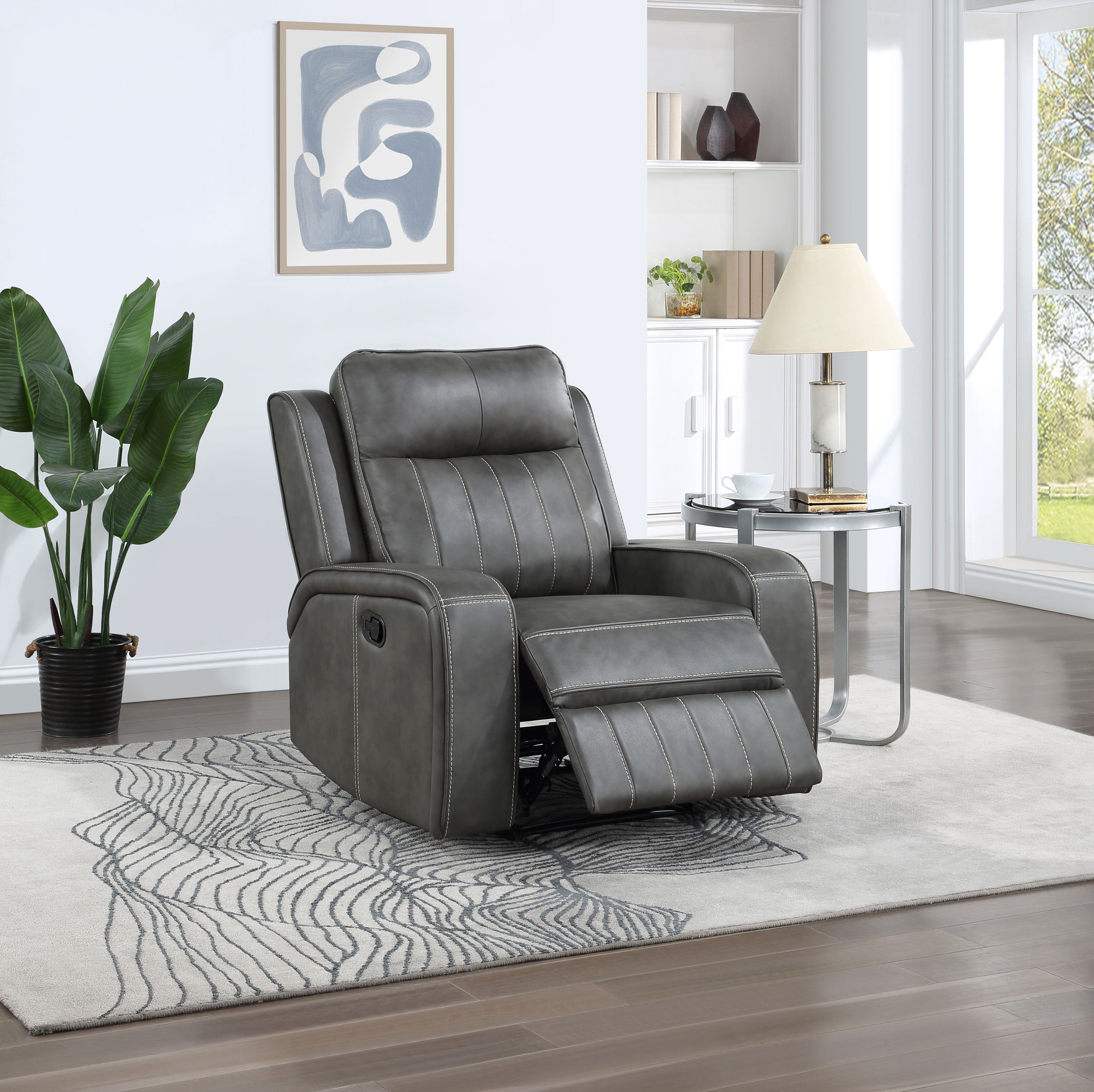Raelynn Upholstered Track Arm Recliner Grey - MyWaynesHome #