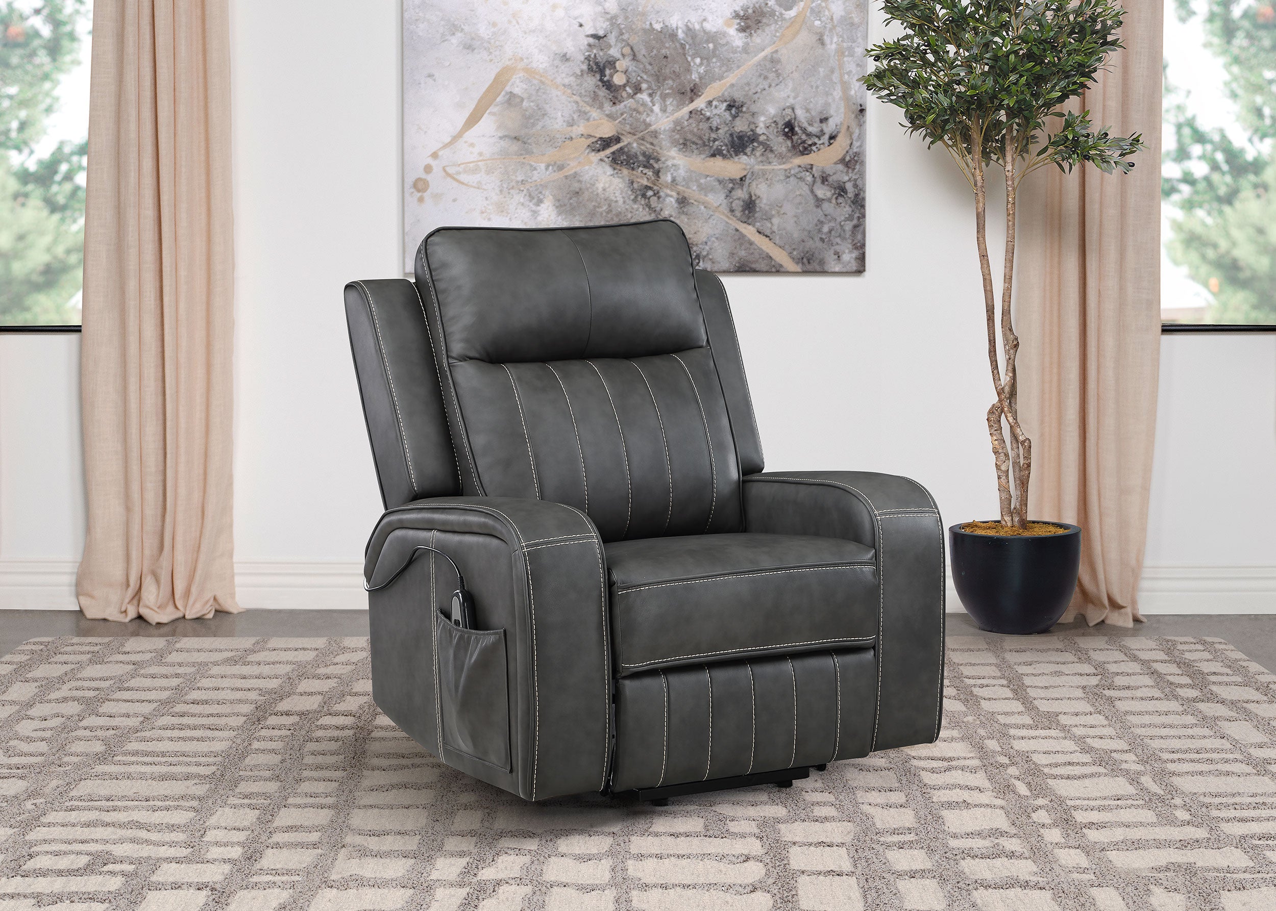 Raelynn Upholstered Power Lift Recliner Chair Grey - MyWaynesHome #